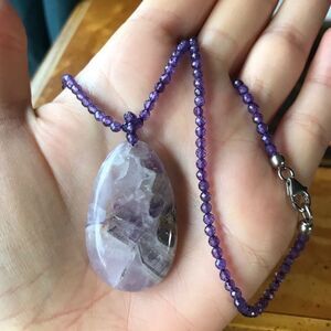 Natural African Amethyst Sterling Silver Beaded Necklace